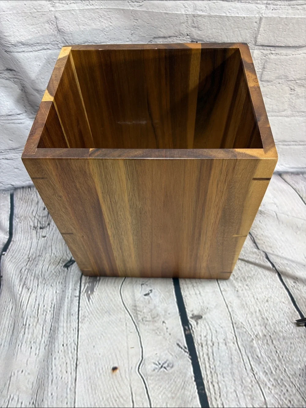 Wood-Effect Bathroom Accessory Set in Brown Wood - 4 Piece